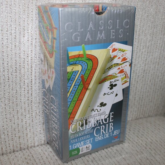 3/$55❤️Solid Wood Deluxe Cribbage Set 3 Track Folding Board with Playing Cards - Picture 1 of 7